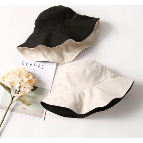 New Double-sided Bucket Hat Reversible Women duck Bob Hip Hop Caps Summer Panama sad Girls fold Sun Outdoor fishing hat WH039D