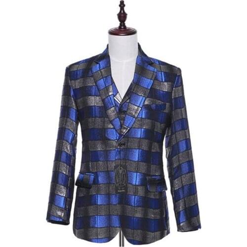 New Arrival Mens Classic Suits Slim Fit Wedding Suits Formal Groom Tuxedos Royal Blue Plaid Fabric Custom Made Jacket+Pants+Vest