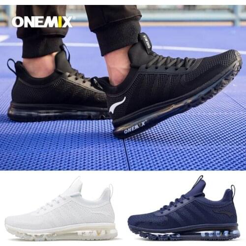 Onemix Running Shoes for Men Outdoor air cushion Sneakers Shock Absorption KPU knitting Walking shoes Damping Jogging Shoes