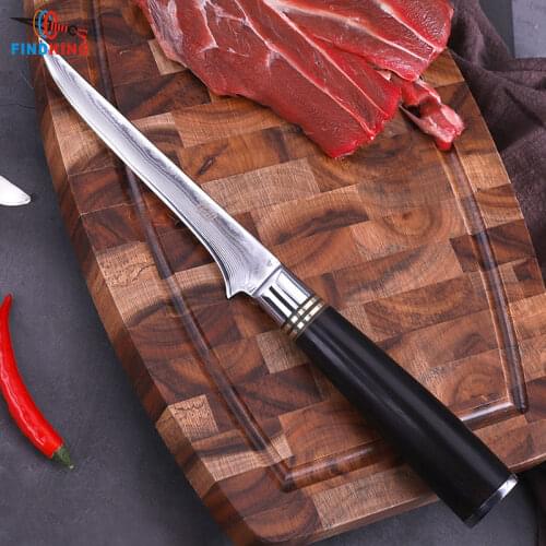FINDKING Professional 6 inch Boning Knives sharp damascus blade Ebony Wood Handle 67 Layers Damascus Steel Knife kitchen tools
