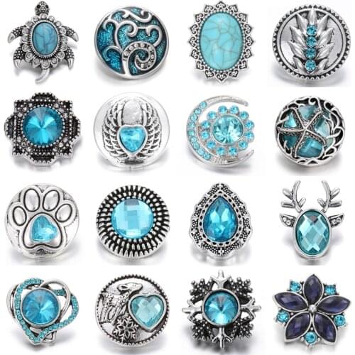 6pcs/lot New Snap Jewelry 18mm Metal Snap Buttons Jewelry Rhinestone Tortoise Buttons Fit 18mm Snap Bracelet Button Jewelry