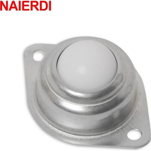 NAIERDI 6PCS 1 inch Roller Ball Transfer Bearing Caster Dual Roller Bearing Wheel White PP Nylon Round Durable Bull Wheel
