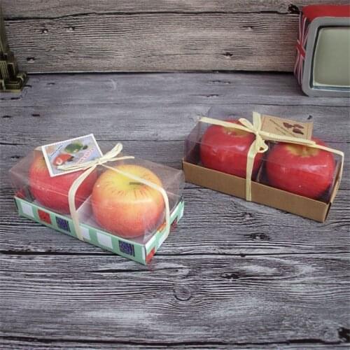 2 PCS/Lot Christmas Red Apple Shape Fruit Scented Candle Greet Gift Party Supplies Wedding Gift Romantic Confession Candle