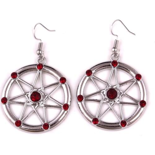 Star of David Circle Charm FAERY STAR Elven Pendant Fae Elf Magick w/ Amethysts Amulet Earrings