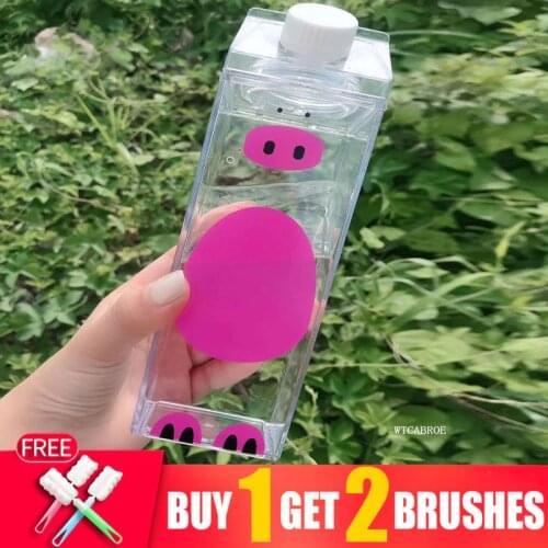 Sport Reusable Square Water Bottles With Time Marker Children Unique Items Outdoor Infuser Transparent Bottle 1000ml Waterbottle