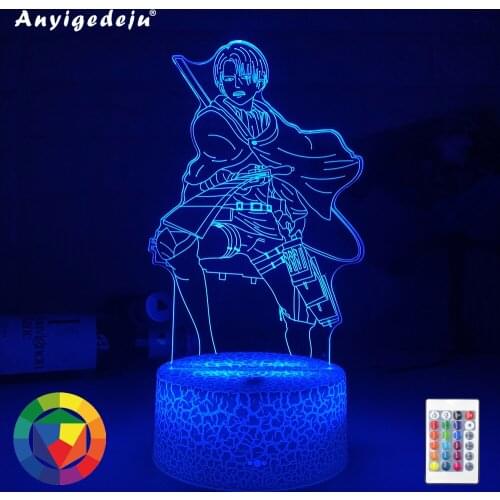 Anime Attack on Titan Levi Ackerman Led Night Light Lamp for Bedroom Decoration Kids Gift Attack on Titan Table 3d Lamp AOT Levi