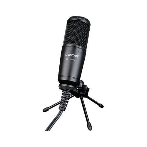 Takstar GL-100FX black side-address recording USB microphone built-in microphone amplifier with tone up control knob
