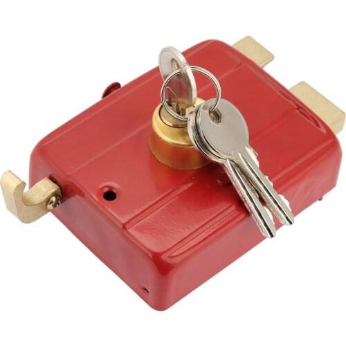 Heavy Duty Deadbolt Rim Lock Security door Lock Dead Bolt Lock with Keys for Front Door Red Nightlatch Suitable For Gate Single