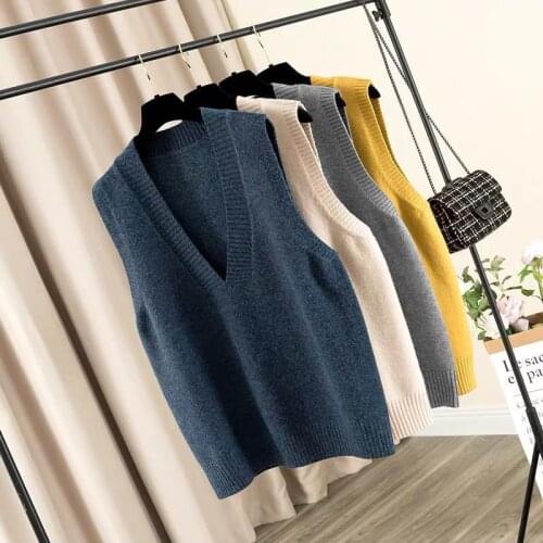 Woman Jacket Vest Spring Sleeveless Knit Vest Womens Large Size Loose V-neck Vest Women Chaleco Mujer