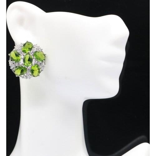 35x17mm Beautiful Created Rich Blue Violet Tanzanite White CZ Womans Present Silver Earrings