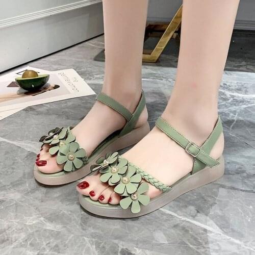 WomenS Sports Sandals 2021 Summer Dress Sandal For Woman Wedges Shoes Beach Female Fashion Flower Casual Weave Sandal 35-40
