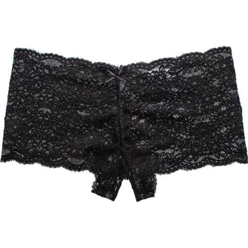 New Sexy Women Lace Lingerie Plus Size Underwear Crotch Bowknot Underwear Female Transparency bowknot Featured Strappy Pant