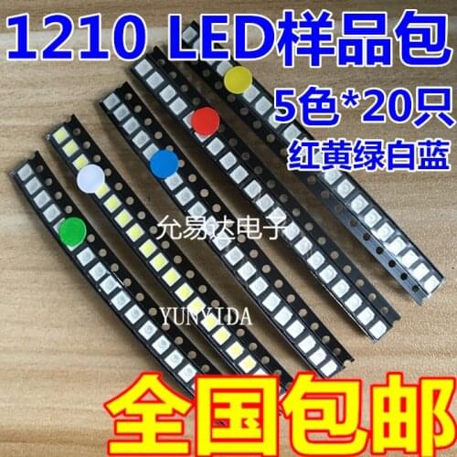 100pcs/lot 5 Colors SMD 0805 Led DIY kit Ultra Bright Red/Green/Blue/Yellow/White Water Clear LED Light Diode set