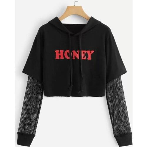 2021 Fasihon Moletom Sweatshirts Womens Letters Mesh Long Sleeve Hoodie Sweatshirt Pullover Tops Blouse Genshin Impact