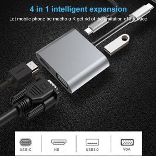 4 In 1 Type-C To HD/M-compatible 4K VGA USB C 3.0 Hub Adapter Switch For MacBook For Nintendo For Samsung S9 Dex For Huawei P20