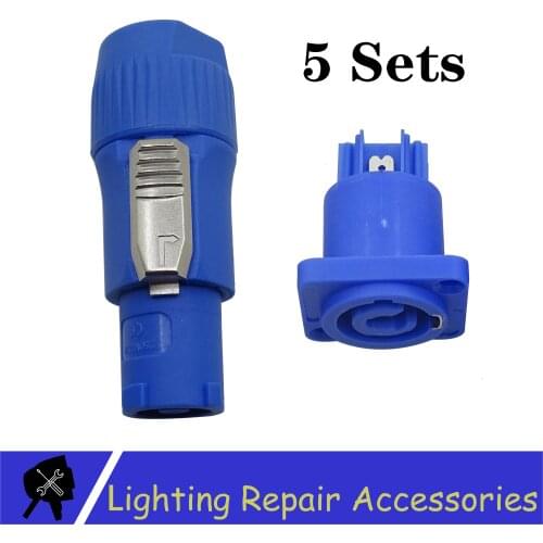 5 Sets 3-PIN Blue Connector Great Quality Power Plug For LED Stage Light Moving Head Light Audio Cable Power Cable