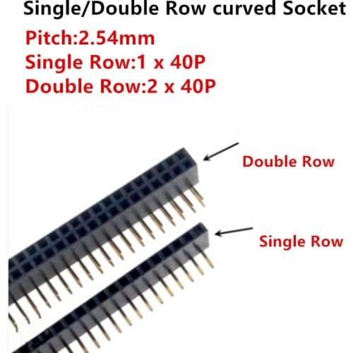 5pcs 1 X 40P/2 X 40P Pin Single Double Row Female Socket Connector 2.54mm Pitch Connector