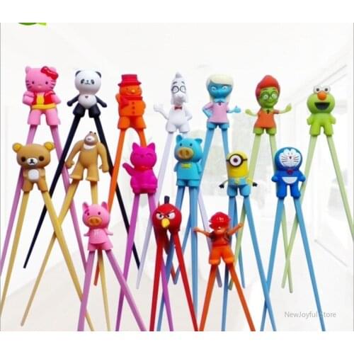 50 pair Mixed Colors Cartoon Kids Chopsticks Children gift Study Exercise Chopsticks Silicone Chopsticks Head