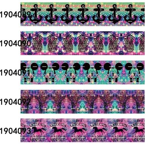 50 yards/lot) Colorful patterns arrow/pineapple and cartoon printed ribbon, cartoon foe elastic ribbon