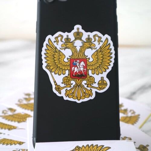 CK2710#6*6.5cm Coat of Arms of Russia funny car sticker colorful decal PVC print car auto stickers for car bumper window car