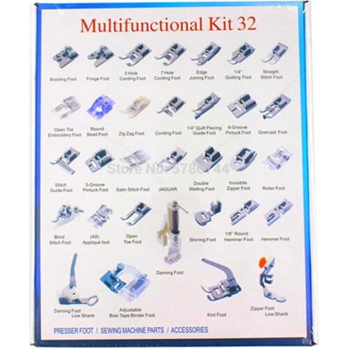CY-032 32 Pcs Household sewing machine Presser Foot Feet Kit For Brother,Singer,New home,Feiyue,Acme,Dragonfly,Zenghsing,etc
