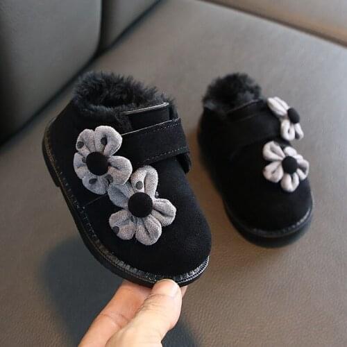 2020 Winter New Childrens Baby Shoes Cute Flowers Warm Girls Cotton Shoes Toddler Boots Warm Shoes Snow Boots Size 17-21 Lovely