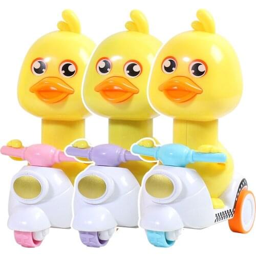 Childrens Pull Back Car Press Yellow Duck Toy Motorbike Inertia Cartoon Vehicles Animals Kids Toys