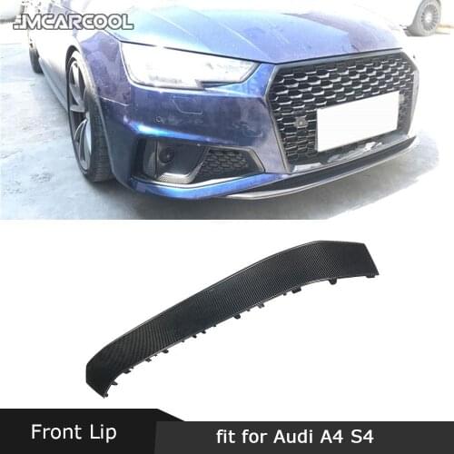 For Audi A4 Sline Sport S4 Sedan 4 Door 2018 2019 Dry Carbon Fiber Front Bumper Lip Chin Spoiler FRP Prime Head Guard Car Style