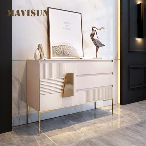 Home Living Room Entrance Cabinet Large Villa Household Locker With Drawers Minimalist Light Luxury Rock Board Side Cabinet