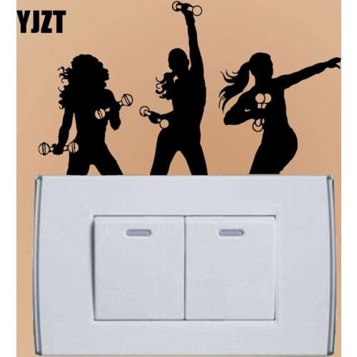 YJZT Sport Fitness Girls Gym Aerobics Dumbbells Vinyl Switch Sticker Home Room Wall Decals High-quality 8SS-2507