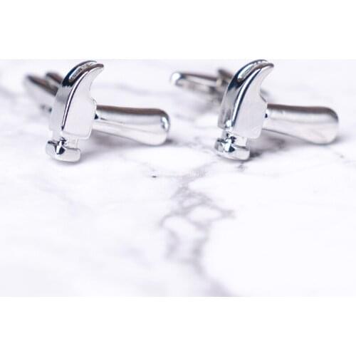 Silver Plated Hammer Cufflinks Novelty Tool Cuff Button Mens Jewelry For Shirt Business Party Birthday Gift