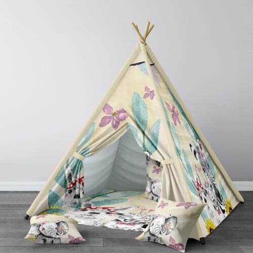 Play Tent for Kids Wigwam Portable Indoor Playground Tents Children Bedrooms Animals Panda Giraffe Elephant Glass Model 132