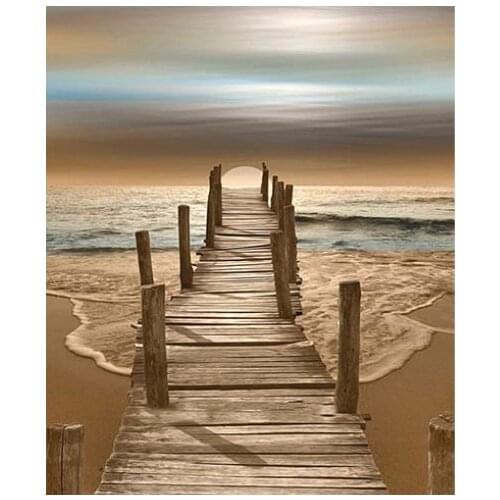 5D DIY Diamond Embroidery Sea Bridge Scenery Cross Stitch Full Square/Round Diamond Painting Rhinestones Love Gift