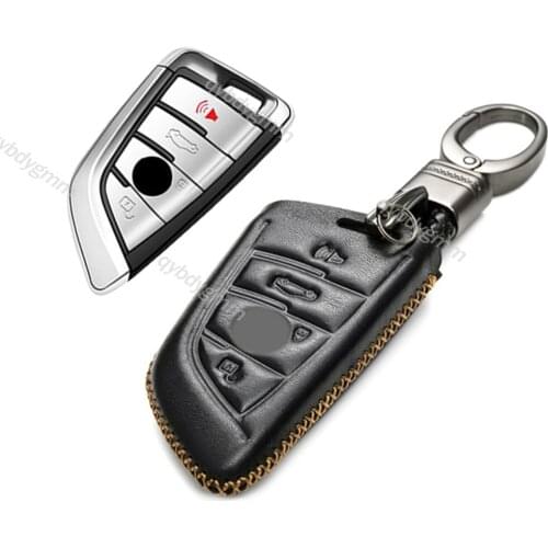 For BMW X1 X3 X5 X6 5 7 Series 2016-2020 Leather Remote Satrt Car Key Case Cover Protector Holder Shell Auto Accessories