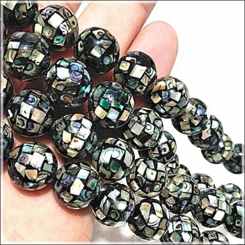 Black abalone shell round ball paull shell strings luxury beads for diy jewelry findings and making accessories 8mm 12mm