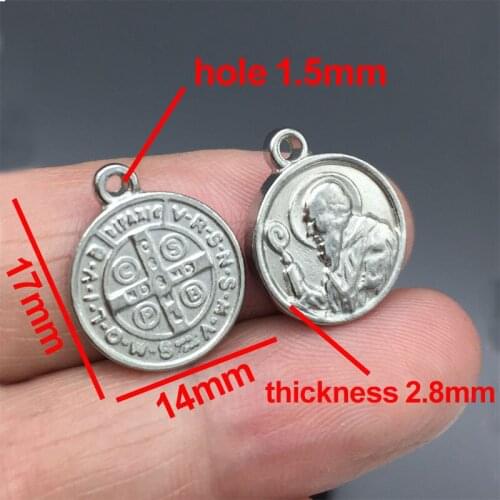 10pcs/lot 316l Stainless Steel Religious Godfather Dangles Floating Catholicism Round Pendants Charms For DIY Bracelet Necklace