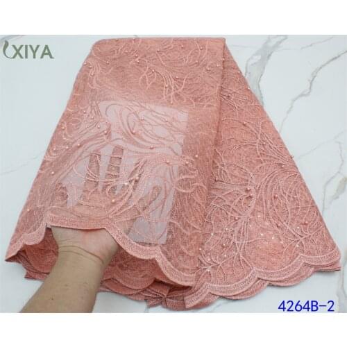 Nigerian Mesh Lace Fabric French Tulle Lace Fabric with Beads High Quality African Lace Fabric for Party Wedding APW4264B