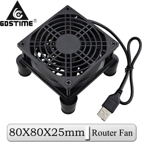 Gdstime 5V USB Router Fan TV Box Cooler 80mm 80x25mm PC DIY Cooler W/Screws Protective net Silent Desktop Fan