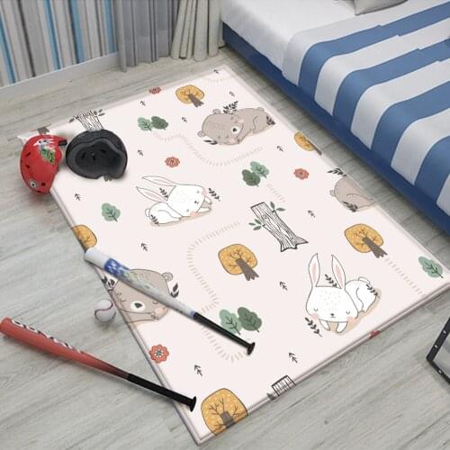 Top Fashion Cartoon Pattern Kid Carpets Non-Slip Flannel Carpet For Living Room Rugs Mat Decor Study Area Bedroom