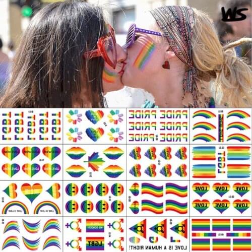 20pcs/set Gay Equality Tattoo Stickers Set Rainbow Temporary Tattoo Stickers