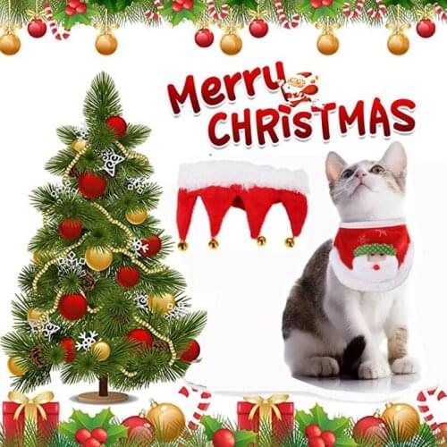 Pet Christmas Bib with Removable Bell Safety Breakaway for Small Medium Dog Cat Cute Xmas New Year Dress Up Pet Accessories