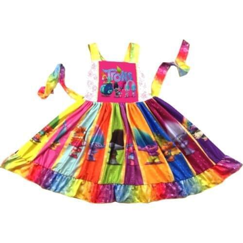 Adorable Girl Hot Sale Childrens Clothes Boutique Cartoon Little Genies Moovie Childrens Twirl Party Dress