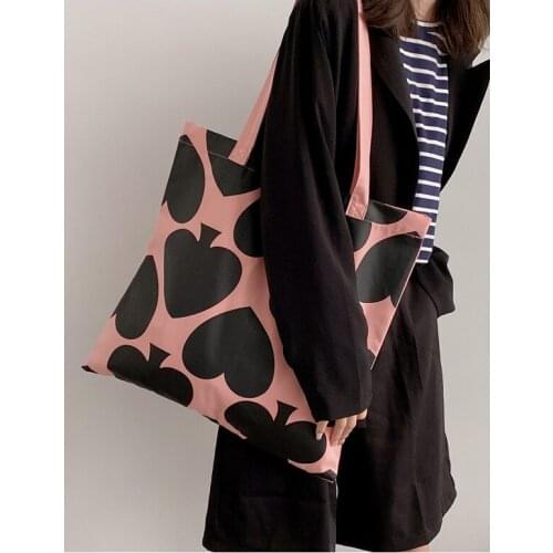 Custom Hot Popular Organic 100% Casual canvas cotton hearts shopping bags