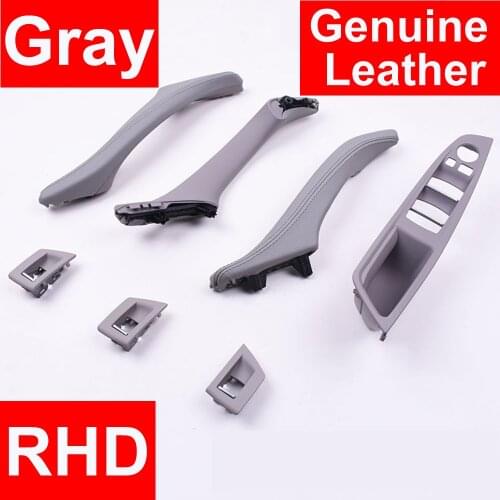 Luxury Leather Right Hand Drive RHD For BMW 5 series F10 F11 520 525 Gray Car Interior Door Handle Inner Panel Pull Trim Cover