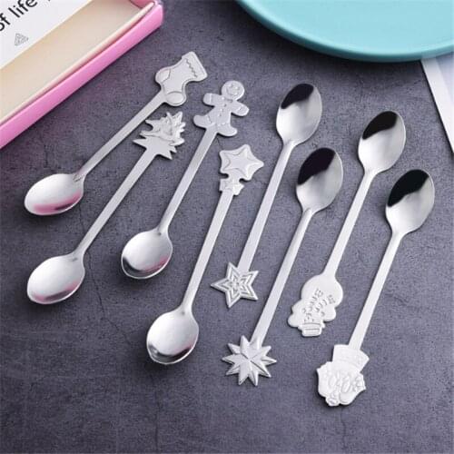 Christmas Gift Tableware Stainless Christmas Spoon Coffee Spoon Children Spoon 2020 Navidad Noel Christmas Decorations for Home
