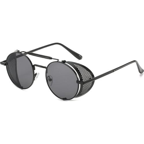 New hot sale steampunk men women sunglasses personalized windshield glasses women retro color film reflective round glasses