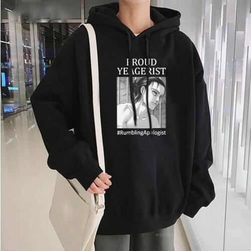 Anime Attack On Titan Proud Yeagerist Eren Yeager Hoodies Sweatshirt Funny Manga Clothes Unisex Harajuku Winter Patchwork Hoodie