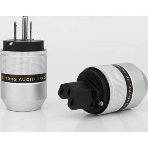 Pair Hi End Audio Rhodium Plated US AC Power Plug HIFI Audio Grade Copper US Plug & IEC DIY Power Cord Cable