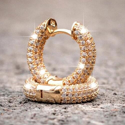 Luxury Women Small Circle Hoop Earrings Dazzling Micro Paved CZ Stones Statement Female Accessories High Quality Fashion Jewelry
