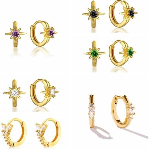 925 Sterling Silver hoop earrings for Women Simple Geometry Zircon Crystal Small Hoop Earrings Fashion Jewelry 2020